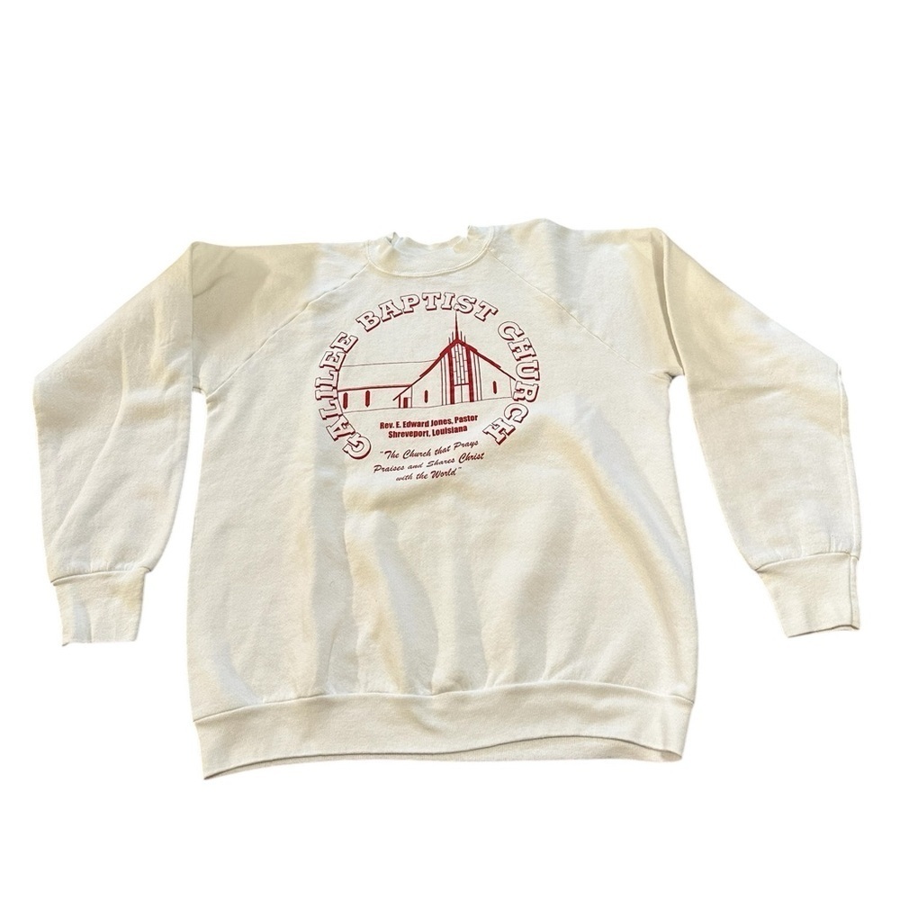 Vintage Jesus Sweatshirt 90s Galilee Baptist Church Sz L Made In USA 50/50